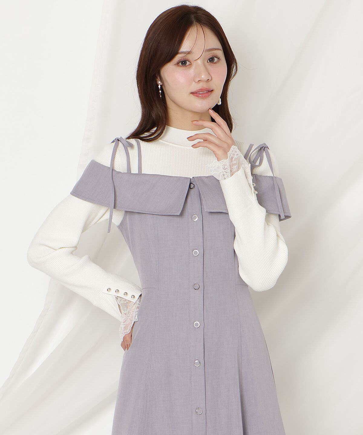 WILLSELECTION「リボンストラップオフショルキャミワンピース」|ワンピース|