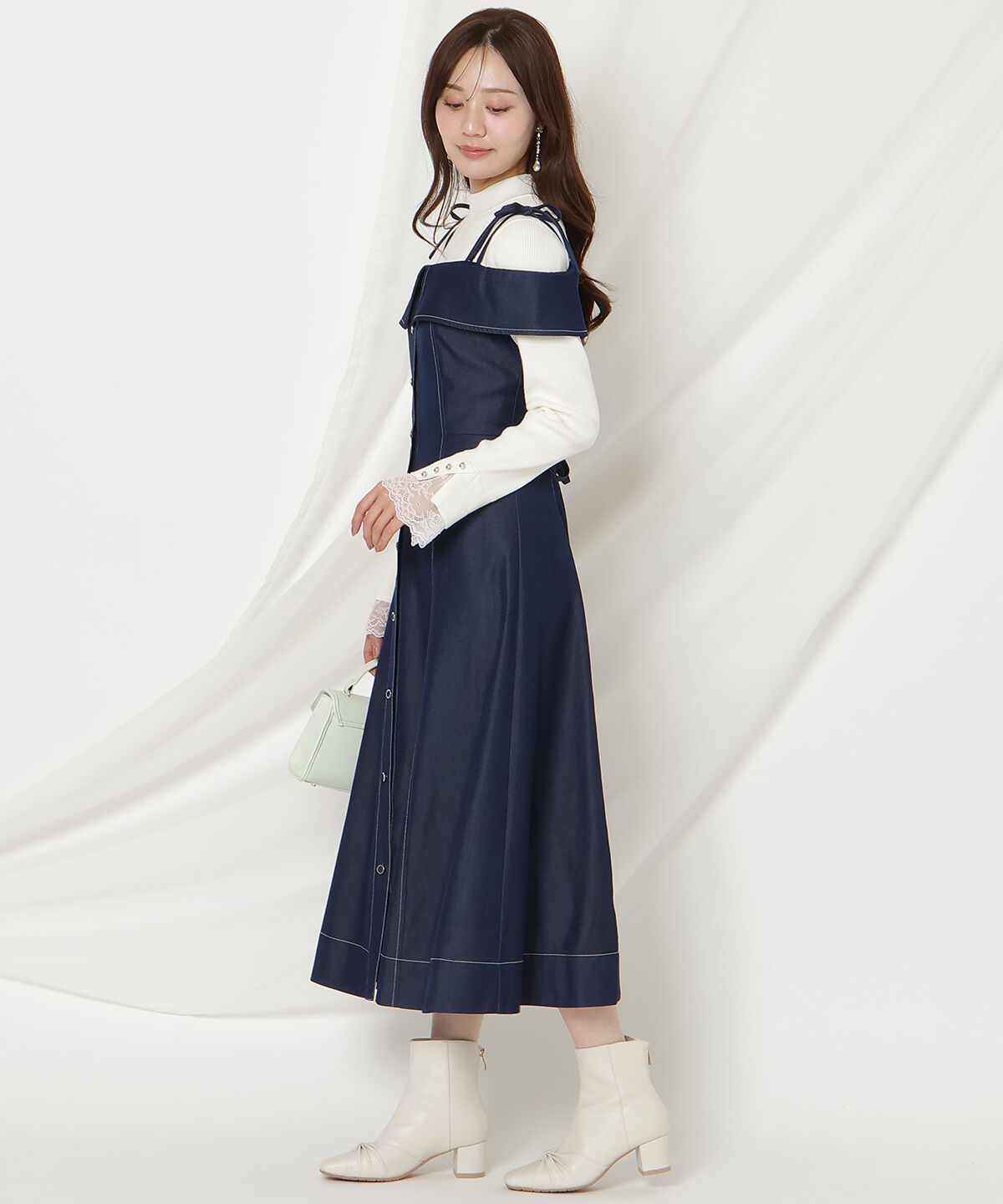 WILLSELECTION「リボンストラップオフショルキャミワンピース」|ワンピース|