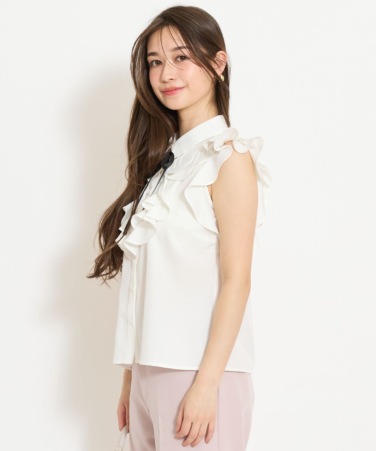 WILLSELECTION「ラッフルフリルノースリーブブラウス」|シャツ・ブラウス|