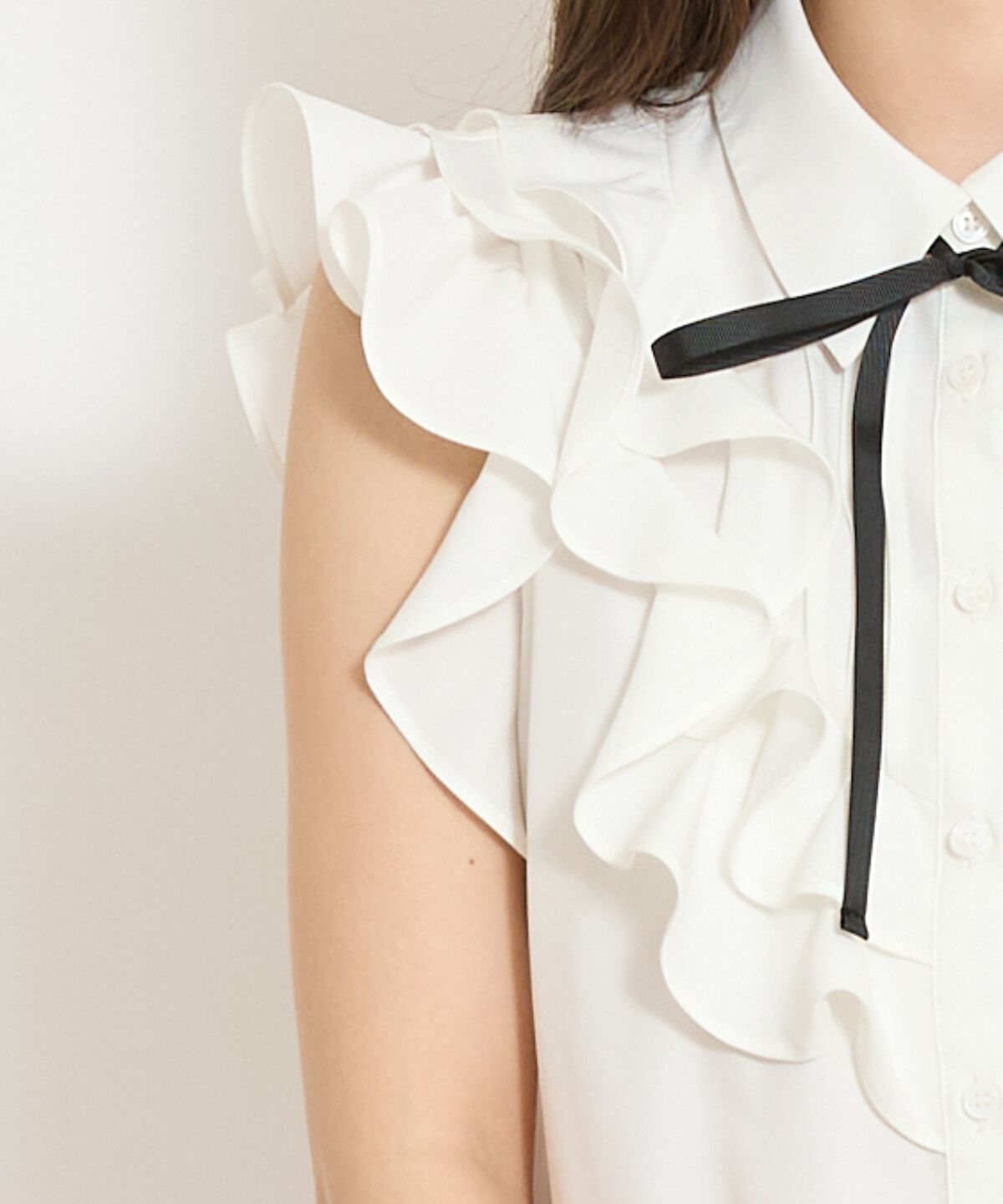 WILLSELECTION「ラッフルフリルノースリーブブラウス」|シャツ・ブラウス|