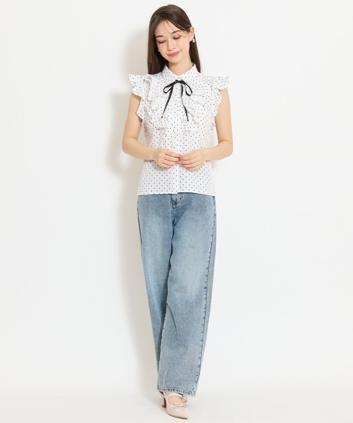 WILLSELECTION「ラッフルフリルノースリーブブラウス」|シャツ・ブラウス|