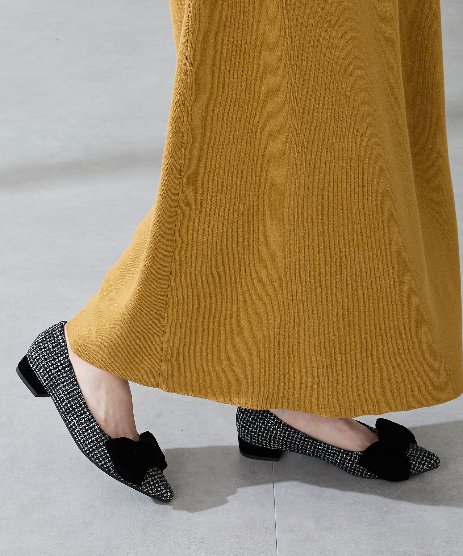 ORiental TRaffic「ベロアリボン&times;ツイード フラット パンプス /51302」|パンプス|