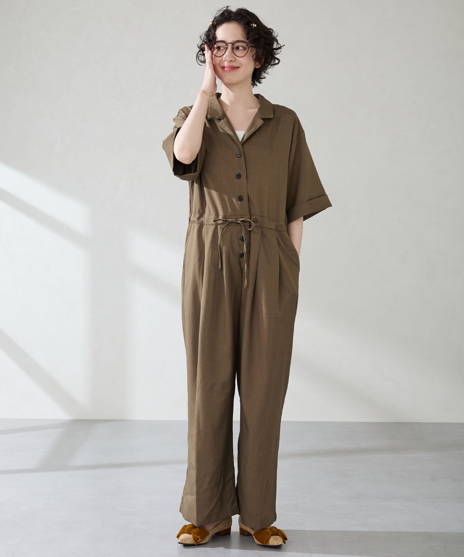 ORiental TRaffic「ベロアリボン&times;ツイード フラット パンプス /51302」|パンプス|