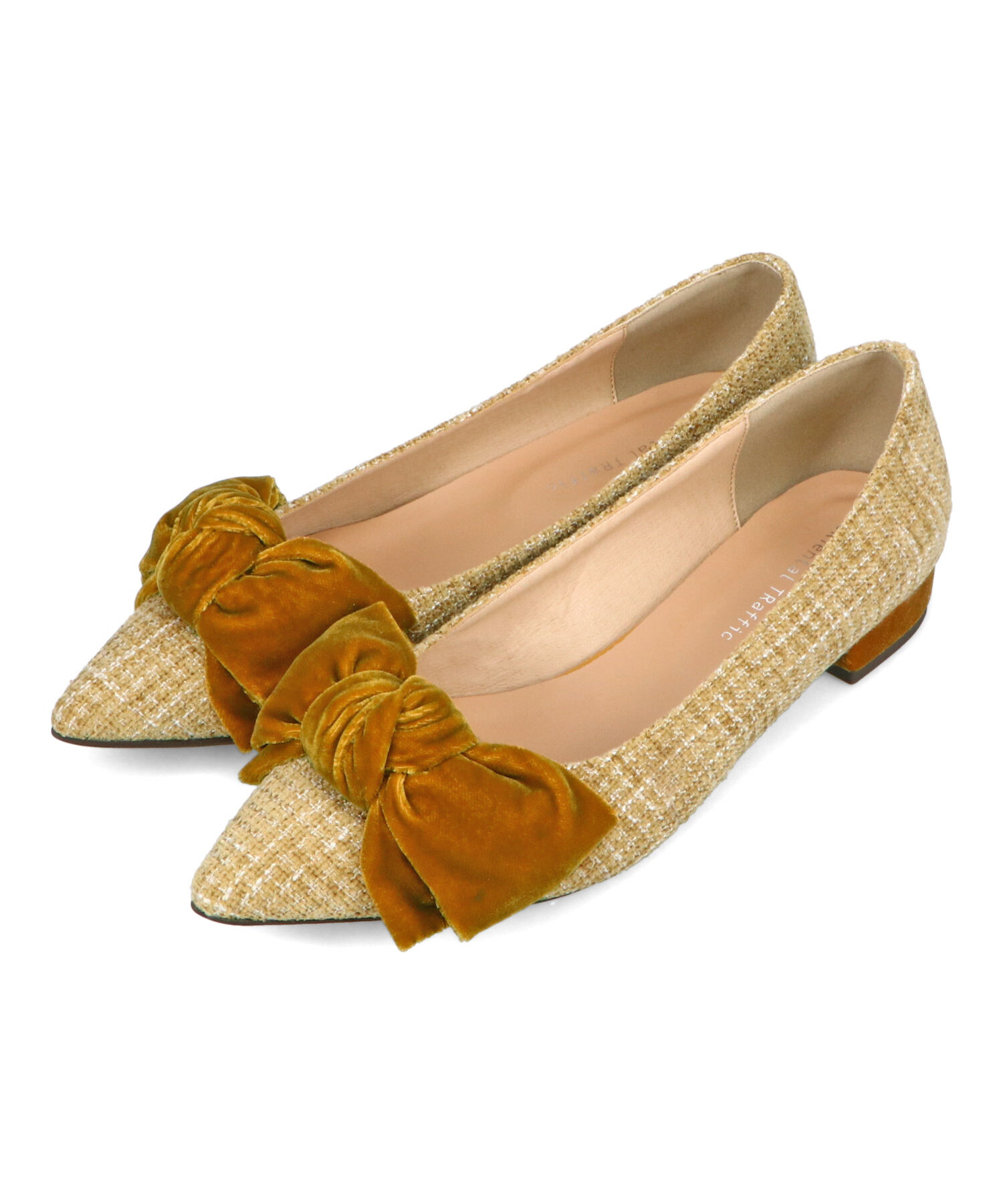 ORiental TRaffic「ベロアリボン&times;ツイード フラット パンプス /51302」|パンプス|