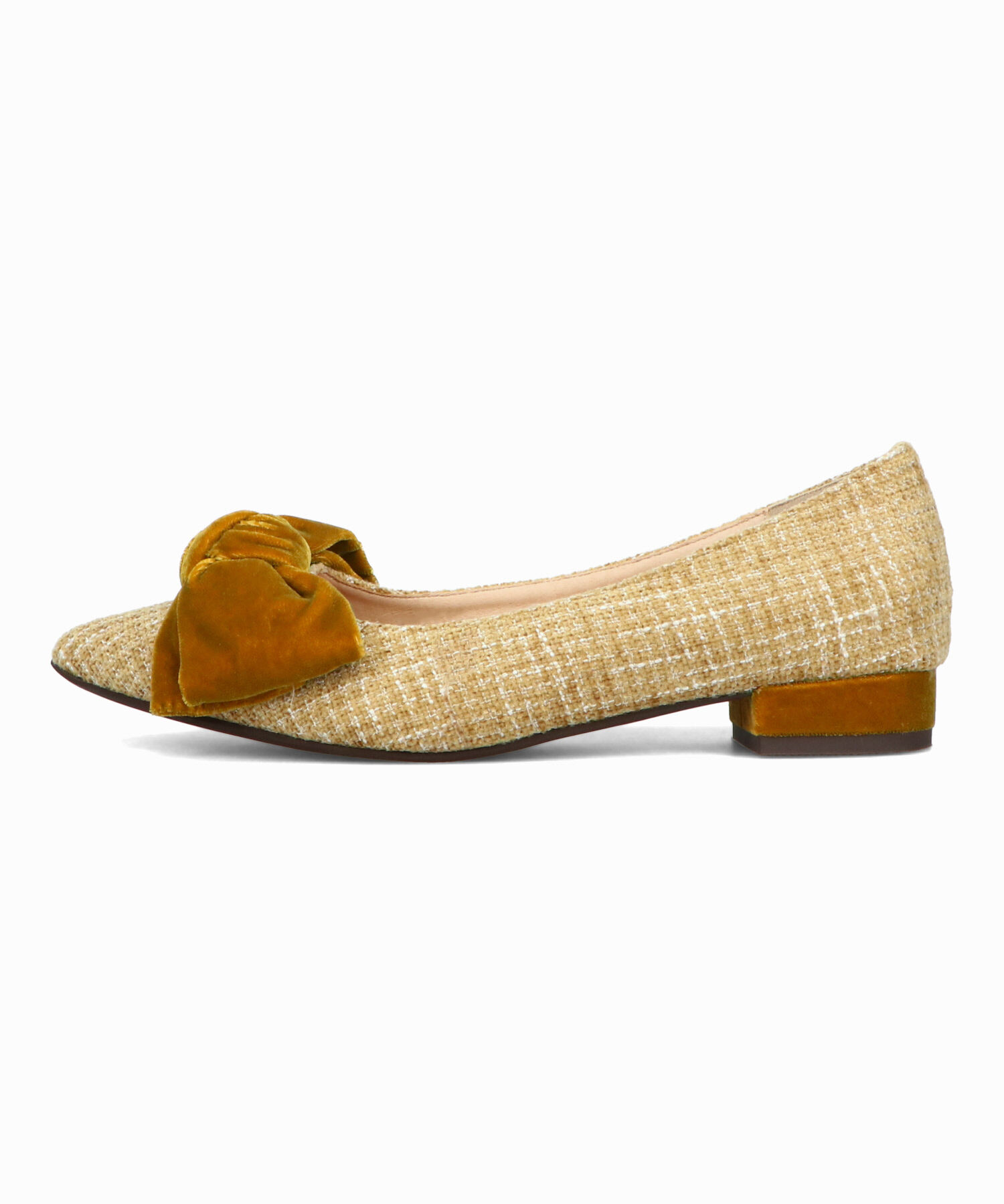 ORiental TRaffic「ベロアリボン&times;ツイード フラット パンプス /51302」|パンプス|