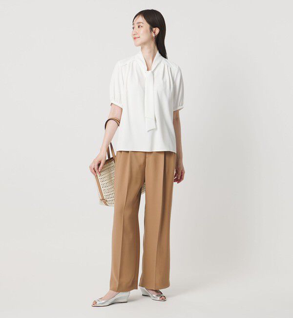 UNITED ARROWS「P 2タック ワイドパンツ ‐吸水速乾 帯電防止 接触冷感 ウォッシャブル‐」|スラックス|