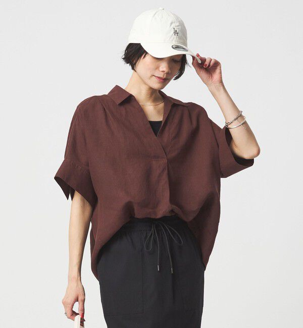 UNITED ARROWS green label relaxing「リネン スキッパー ショートスリーブ シャツ」|シャツ・ブラウス|MD.BROWN