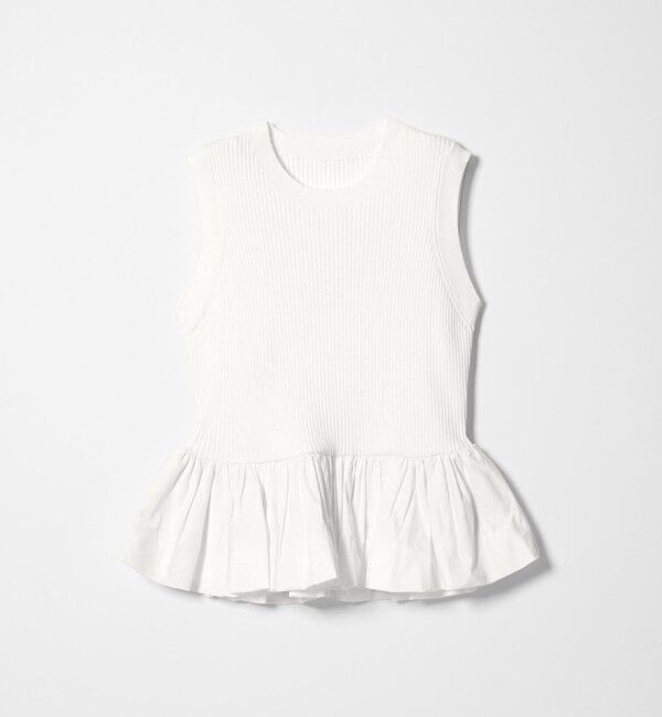 EMMEL REFINES「＜EMMEL REFINES＞EM スソバルーン ノースリーブ ニット」|ニット・セーター|WHITE