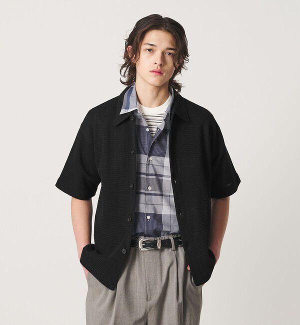 BEAUTY&YOUTH UNITED ARROWS「パナマ ニット シャツ ウォッシャブル」|カーディガン|BLACK