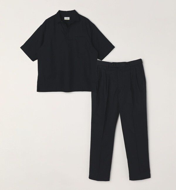 SHIPS any「SHIPS any: 〈接触冷感等〉ハイブリッドリネン 2タック パンツ (セットアップ対応)」|チノ|