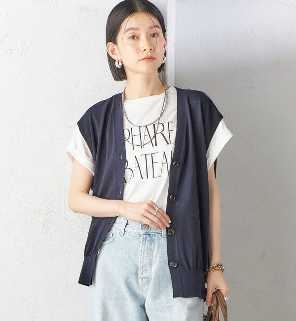 SHIPS for women「〈接触冷感 / 手洗い可能〉アイスコットン フレンチ スリーブ ジレ カーディガン」|ベスト・ジレ|