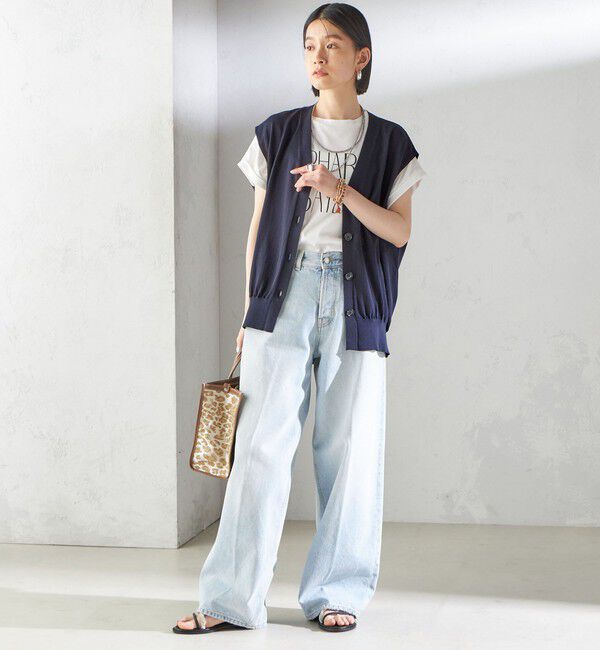 SHIPS for women「〈接触冷感 / 手洗い可能〉アイスコットン フレンチ スリーブ ジレ カーディガン」|ベスト・ジレ|