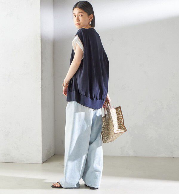 SHIPS for women「〈接触冷感 / 手洗い可能〉アイスコットン フレンチ スリーブ ジレ カーディガン」|ベスト・ジレ|