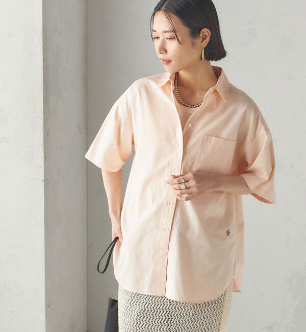 SHIPS for women「〈洗濯機可能〉オックス 刺繍 ショート スリーブ シャツ」|シャツ・ブラウス|ベビーピンク