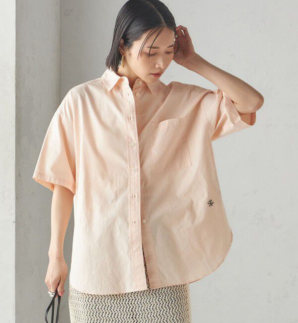 SHIPS for women「〈洗濯機可能〉オックス 刺繍 ショート スリーブ シャツ」|シャツ・ブラウス|