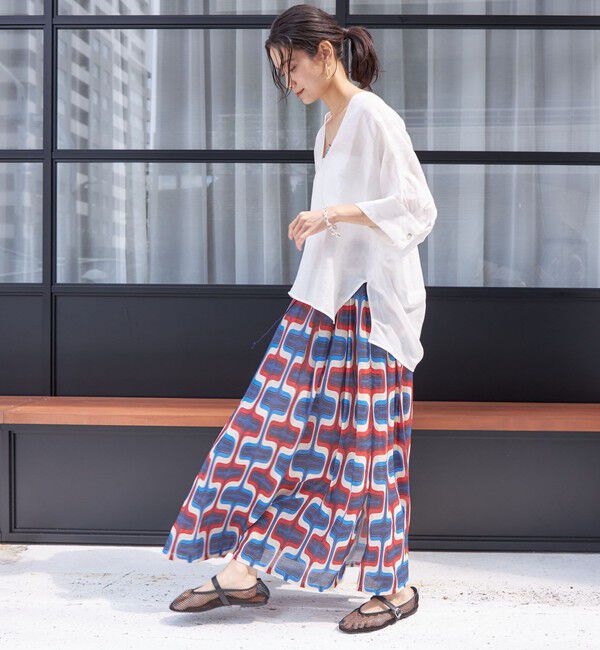 SHIPS for women「【SHIPS別注】UHURU:〈手洗い可能〉シアープリント ギャザー スカート」|スカート|