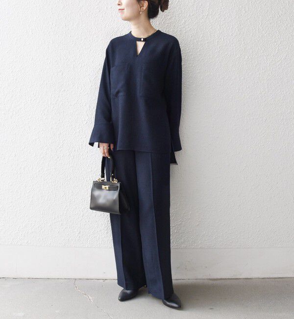 SHIPS any「SHIPS any:〈洗濯機可能〉ツイード ライク マリン パンツ［NAVY BLUE］」|スラックス|