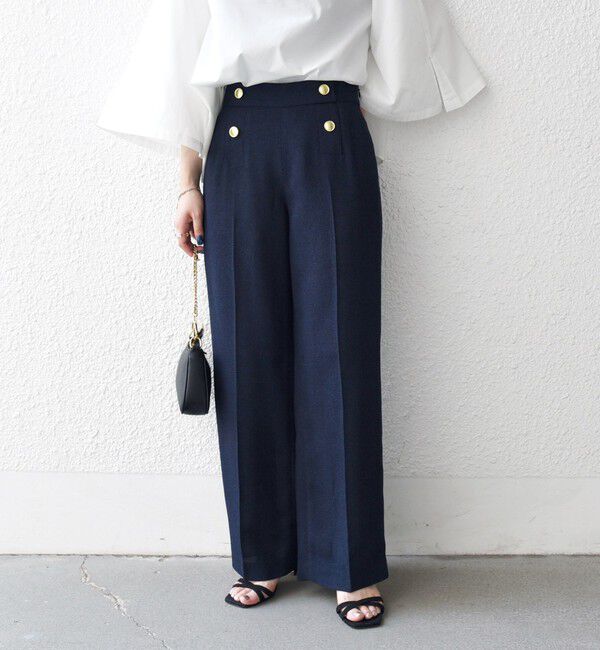 SHIPS any「SHIPS any:〈洗濯機可能〉ツイード ライク マリン パンツ［NAVY BLUE］」|スラックス|