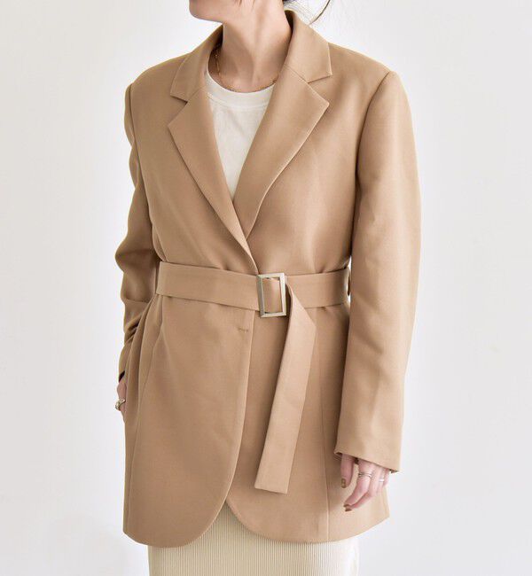 quaranciel「quaranciel:〈洗濯機可能〉ダブルクロス ベルト デザイン 3way テーラード ジャケット」|テーラードジャケット|