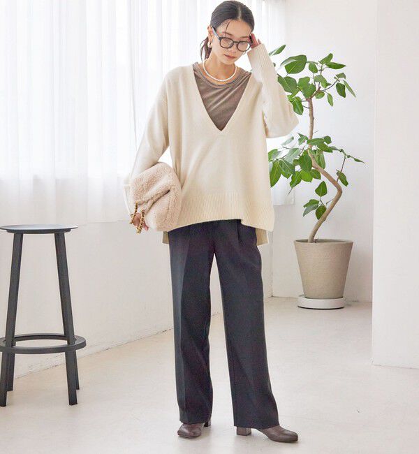 SHIPS for women「〈手洗い可能〉ウール カシミヤ Vネック プルオーバー」|ニット・セーター|