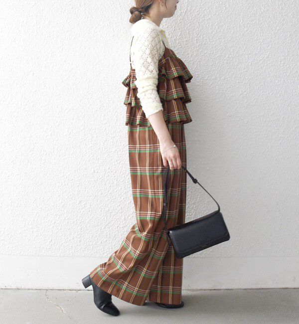 SHIPS any「SHIPS any:〈洗濯機可能〉チェック フリル ティアード サロペット」|オールインワン|