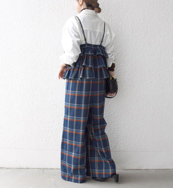 SHIPS any「SHIPS any:〈洗濯機可能〉チェック フリル ティアード サロペット」|オールインワン|