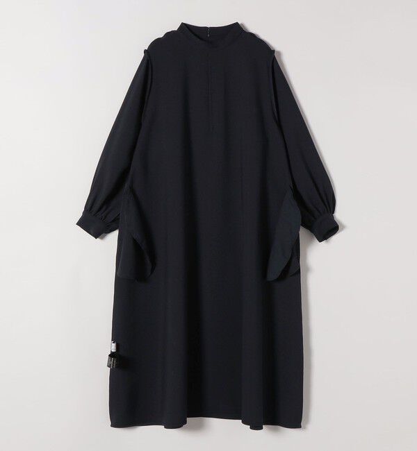 SHIPS any「SHIPS any:〈洗濯機可能〉ダブルクロス フリル パフ スリーブ ワンピース［NAVY BLUE］」|ワンピース|