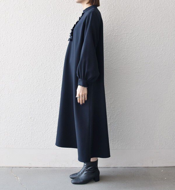 SHIPS any「SHIPS any:〈洗濯機可能〉ダブルクロス フリル パフ スリーブ ワンピース［NAVY BLUE］」|ワンピース|