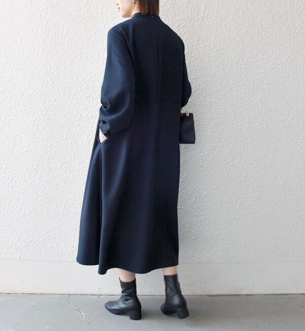 SHIPS any「SHIPS any:〈洗濯機可能〉ダブルクロス フリル パフ スリーブ ワンピース［NAVY BLUE］」|ワンピース|
