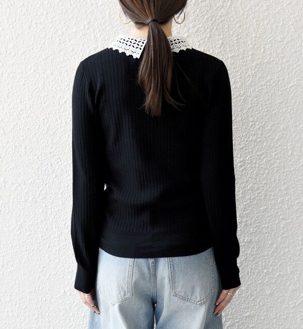 SHIPS any「SHIPS any:〈手洗い可能〉2WAY レース カラー リブ ニット プルオーバー」|ニット・セーター|