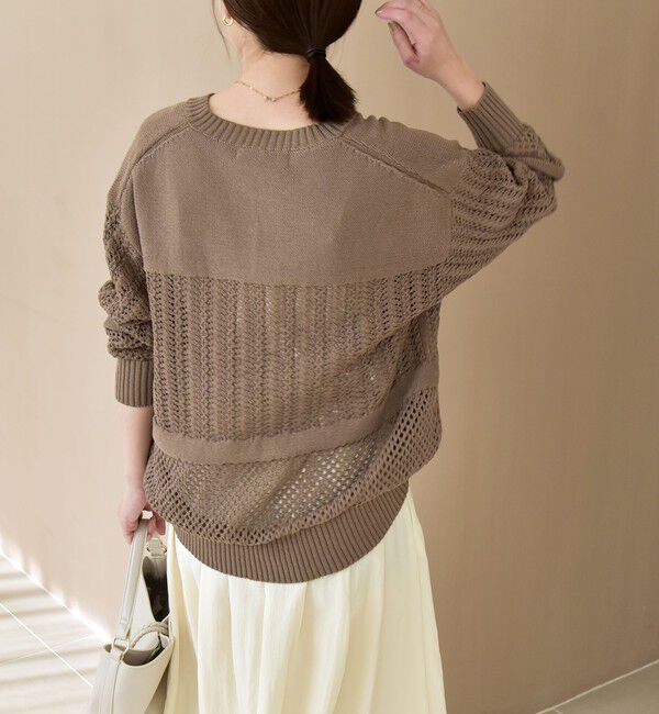 quaranciel「quaranciel:〈手洗い可能〉透かし編み スキッパー ニット プルオーバー」|ニット・セーター|
