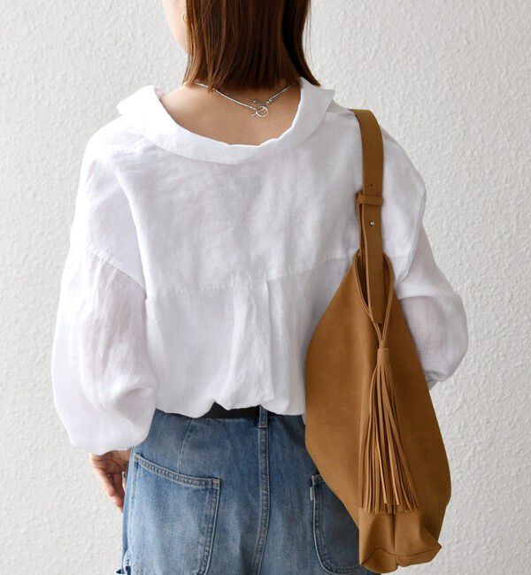 SHIPS any「SHIPS any:〈洗濯機可能〉リネン 刺繍 レギュラー ルーズ シャツ」|シャツ・ブラウス|