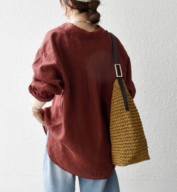 SHIPS any「SHIPS any:〈洗濯機可能〉リネン 刺繍 レギュラー ルーズ シャツ」|シャツ・ブラウス|