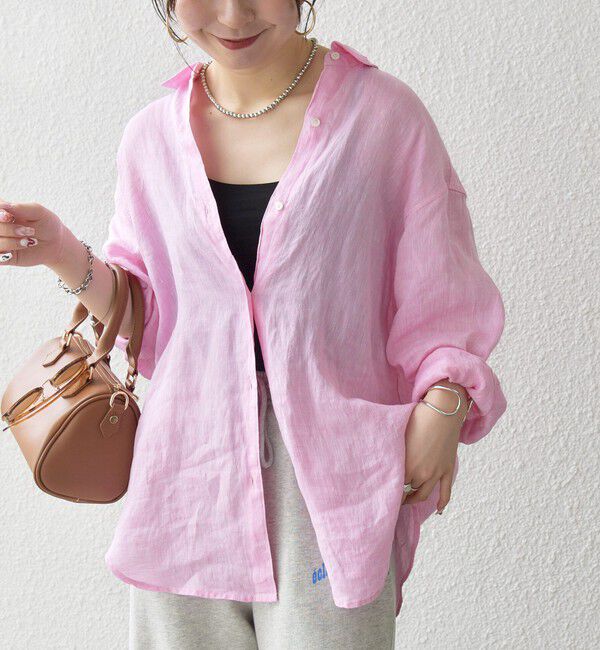 SHIPS any「SHIPS any:〈洗濯機可能〉リネン 刺繍 レギュラー ルーズ シャツ」|シャツ・ブラウス|