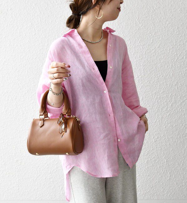 SHIPS any「SHIPS any:〈洗濯機可能〉リネン 刺繍 レギュラー ルーズ シャツ」|シャツ・ブラウス|