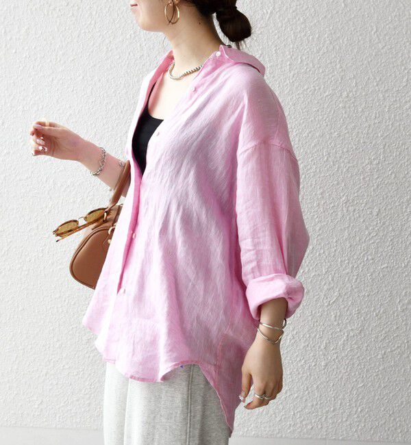 SHIPS any「SHIPS any:〈洗濯機可能〉リネン 刺繍 レギュラー ルーズ シャツ」|シャツ・ブラウス|