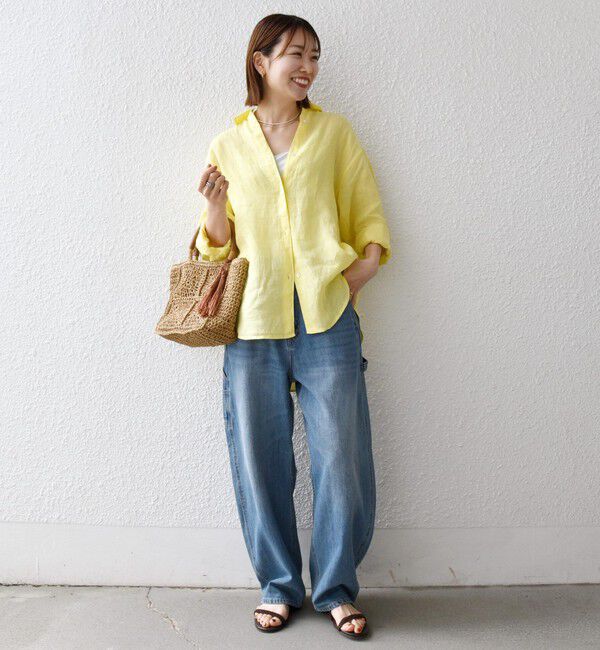 SHIPS any「SHIPS any:〈洗濯機可能〉リネン 刺繍 レギュラー ルーズ シャツ」|シャツ・ブラウス|