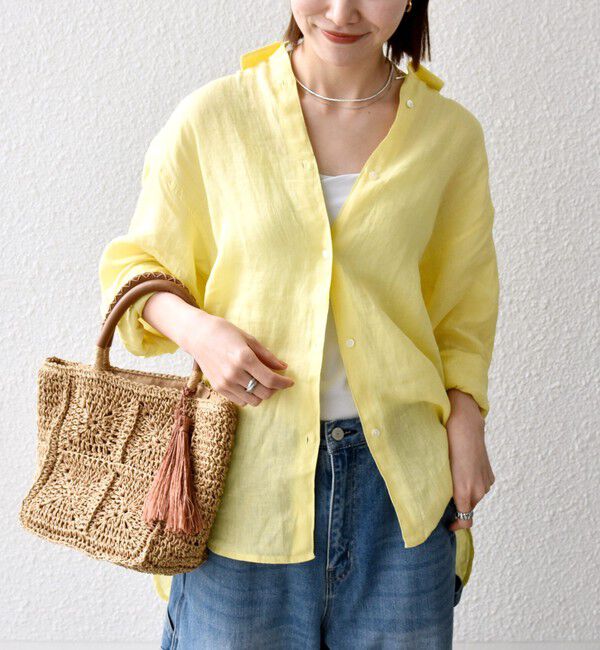 SHIPS any「SHIPS any:〈洗濯機可能〉リネン 刺繍 レギュラー ルーズ シャツ」|シャツ・ブラウス|