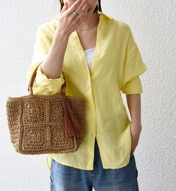 SHIPS any「SHIPS any:〈洗濯機可能〉リネン 刺繍 レギュラー ルーズ シャツ」|シャツ・ブラウス|