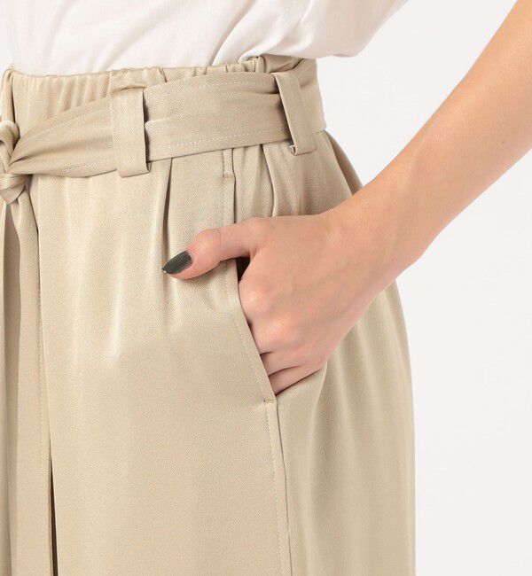 MACPHEE「トリアセテートポリエステルサテン ベルテッドマキシスカート」|タイト|