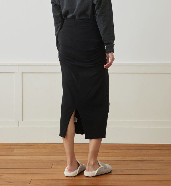 JAMES PERSE「ブラッシュドコットンジャージー サイドシャーリングスカート WRBJ5960」|タイト|