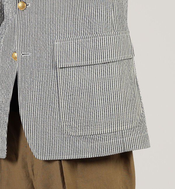 TOMORROWLAND MENS「ウールポリエステル サッカー シングルブレステッド3Bジャケット」|テーラードジャケット|