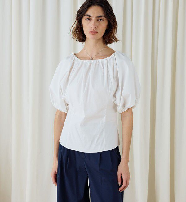 DES PRES「ストレッチポプリン ギャザーブラウス」|シャツ・ブラウス|