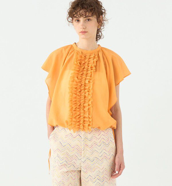 TOMORROWLAND collection「コットンシルクシャンブレー ラッフルブラウス」|シャツ・ブラウス|