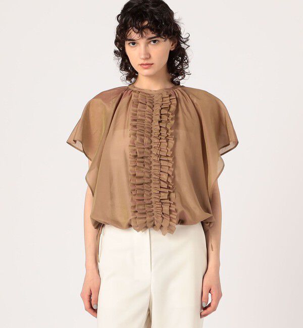 TOMORROWLAND collection「コットンシルクシャンブレー ラッフルブラウス」|シャツ・ブラウス|