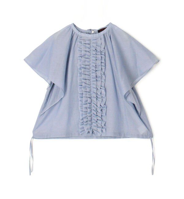 TOMORROWLAND collection「コットンシルクシャンブレー ラッフルブラウス」|シャツ・ブラウス|63 ライトブルー