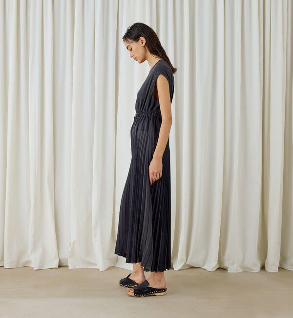 DES PRES「ジャージーライクジョーゼット プリーツコンビドレス」|ワンピース|