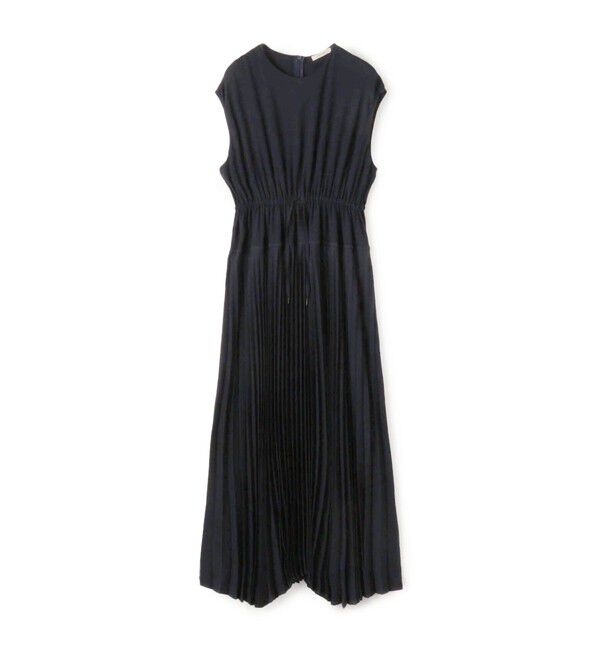 DES PRES「ジャージーライクジョーゼット プリーツコンビドレス」|ワンピース|69 ネイビー