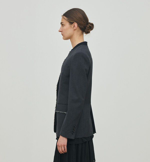 DES PRES「ハードウールオックスフォード ノーカラージャケット」|ノーカラージャケット|