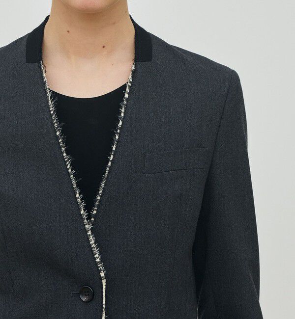 DES PRES「ハードウールオックスフォード ノーカラージャケット」|ノーカラージャケット|